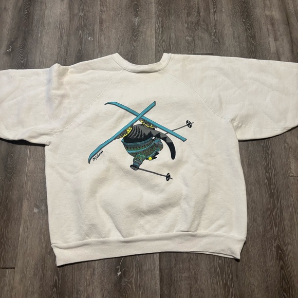 Vintage 1980-90 KLIBAN CAT skiing Shirts 2-Sided L USA Made Sweatshirt - Picture 2 of 4